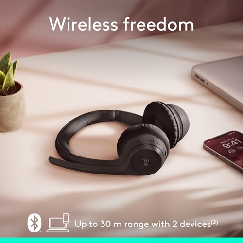 Logitech Zone 300 Wireless Bluetooth Headset With Noise-Cancelling Microphone, Compatible with Windows, Mac, Chrome, Linux, iOS, iPadOS, Android - Black
