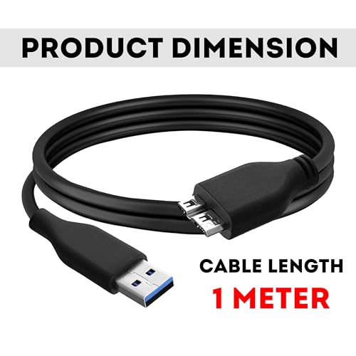 SaiTech IT 3 Feet USB 3.0 Cable A to Micro B high Speed Upto 4.8 Gbps Data Transfer Cable for Portable External Hard Drive - Black
