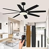 Modern 72 Inch Ceiling Fans with Lights and Remote,Living Room Home Office Library Cafe Outdoor/Industrial, 8 Blades, 3CCT 36W, 6 Speed...