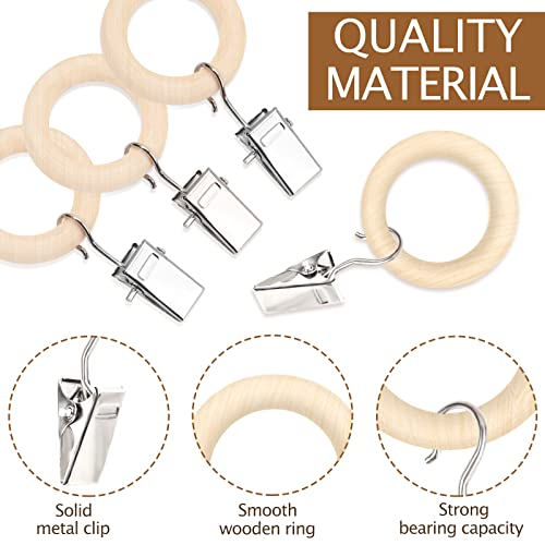 Povetire 30 Pcs Wood Rings With Clips, Hanging Baby Headband Holder Metal Clip - Hair Bows Organizer Clips - Baby Bibs Organizer Clips Wall Decor For Nursery Newborn Infant Girls And Boys Room #TOP2