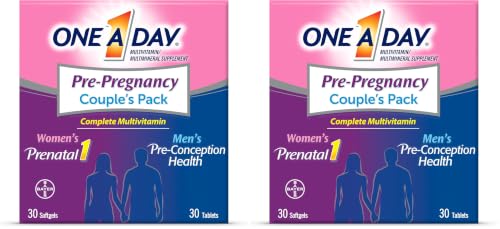 Image of A Day Men's & Women's Pre-Pregnancy Multivitamin Softgel Including Vitamins A, Vitamin C, Vitamin D, B6, B12, Folic Acid & More, Supplement for Before, During, and Postnatal, 60 Count (Pack of 2)