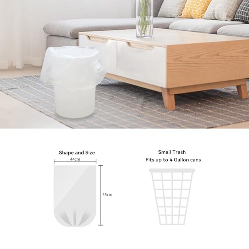 Image of WAIKAS 2 Gallon Trash Bag, Small Garbage Bags, No Flaps /Ties, 112 Count, 44x45cm, 3g /pcs, Unscented, White