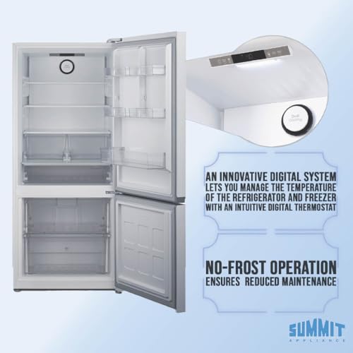 Summit 30" Refrigerator, 16.1 cu.ft Capacity Refrigerator-Freezer, Bottom Mount Freezer, Energy Star, White- FFBF172W (Right Hand Door, White) on Fridge.com