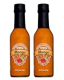 Grandma's Mango Pepper Sauce, NEW LOOK!, NON GMO, Vegan, Gluten Free, Low Sodium MEDIUM Heat Hot Pepper Sauce with Incredible Flavor and Kick of Heat 5oz Woman Owned, Black Owned, Veteran Owned,2 Pack