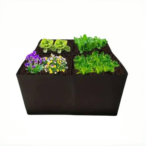 Cama de jardín elevada para verduras y huerto urbano textil con cuatro divisiones 7