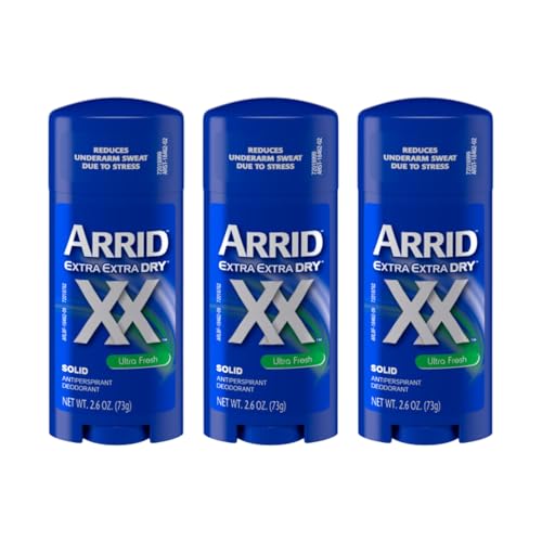 Arrid XX Ultra Fresh, Extra Extra Dry, Solid Antiperspirant Deodorant, 2.6 Oz. (Pack of 3)