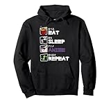 Eat Sleep Anime Repeat Kawaii Otaku Manga Japan Fan Kanji Sudadera con Capucha