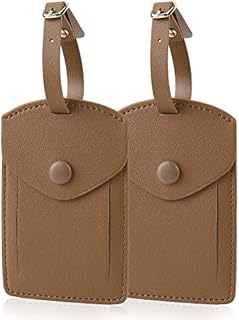 Kevancho Leather Luggage Tags for Men Women, Suitcase Labels Baggage Bag Tag ID Tags with Full Back Privacy Cover for Cruise Ships, Travel Accessories Tags Set of 2 PCS (Black 01)