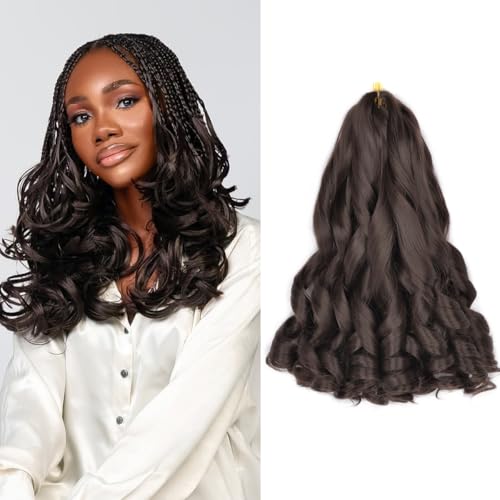 French Curl Braiding Hair 14 Inch 8 Packs Pre Stretched Braiding Hair Extensions French Braids Spiral Braiding Crochet Hair for Black Women(4#, 14Inch (Pack of 8))