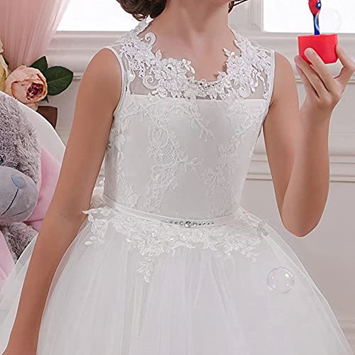 Abaowedding Flower Girl Dresses First Communion Dresses Girls Pageant Dresses Ball Gown Lace Up Girl Dresses, Us 8 White #TOP1