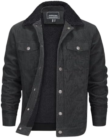EKLENTSON Herren Warme Cordjacke Outdoor Winddicht Winterjacke | Corduroy, Winter, Regular Fit, Reverskragen, Gefütterte, Thermo, Warme, Weich, Winddicht, Hautfreundlich, Casual, O