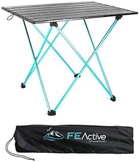 FE Active Camping Folding Table - Camping Table Compact, Sturdy, Lightweight, Portable Outdoor Aluminum Frame Furniture for Picnic, Beach, Hiking, Backpacking, Travel | Designed in California, USA