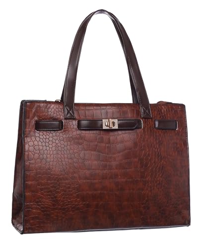 Crocodile-Embossed Tote Bag for Women – Stylish Large Shoulder Handbag, Fits 15.6" Laptop – Work & Office Purse3