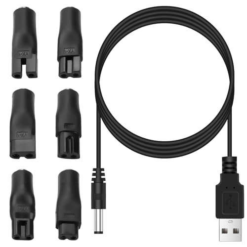 5 V Cargador Afeitadora, Cable USB a DC para tipo de cortadoras de pelo eléctricas, aparatos de cuidado, purificadores de aire y otros cables de carga(Compruebe la compatibilidad)