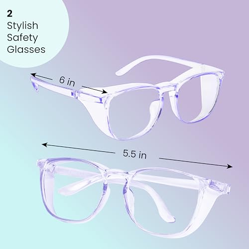 Aqulius 2 Pack Stylish Safety Glasses & Goggles, Scratch Resistant Blue Light Blocking Lenses - Safety Glasses for Men & Women - Eye Protection - Protective Eyewear - Blue - Thumbnail 2