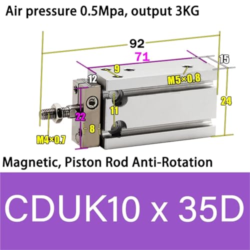 Cilindro neumático integrado de doble efecto CDUK25 con diámetro de 25mm 3