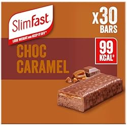 1 of SlimFast • Meal Replacement Snack Bar • Chocolate Caramel Flavour • Just 99 Calories • No Artificial Colours, Flavours or Preservatives • 30 x 25g Bars