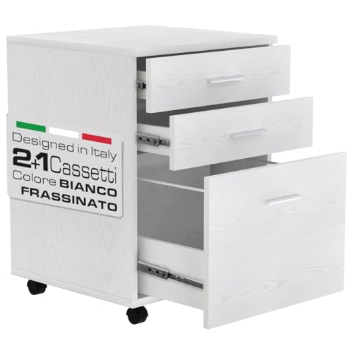 Questa bellissima cassettiera è realizzata interamente in legno MDF di altissima qualità , fornita di 3 cassetti capienti con maniglia in metallo satinato utili per sistemare documenti, cancelleria e tutto ciò che vorrai, il piano superiore invece è perfetto per posizionare uno scanner o una stampante, inoltre le 4 ruote di cui è fornita facilitano lo spostamento della cassettiera.