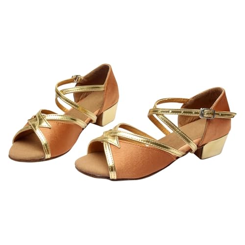 IWIHMIV Girls Dance Sandals Comfortable Soft Sole Shoes Girls Low Thick Heel Open Toe Sandals with Adjustable Ankle Strap2