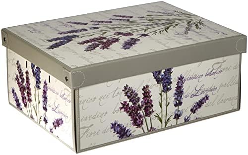 Kanguru Collection Decorative Storage Box with Handles and Lid, HYDRANGEAS, MEDIUM