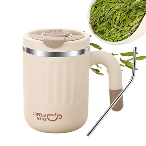 Taza de café térmica – Vaso sellado al vacío de 480 ml, termo de doble pared, resistente a derrames, para viajes al aire libre, viajes, oficina, senderismo, viajes, bebidas con función de agarre
