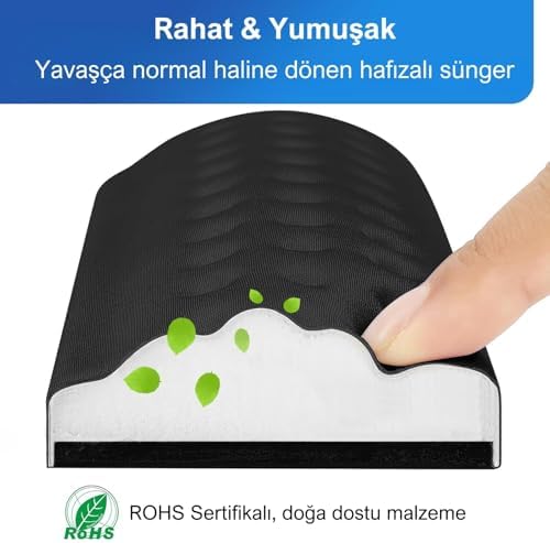 Klasse Gaming Klavye ve Mouse Bilek Destek Seti, ErgoPad, Kaymaz Tabanlı, Nefes Alan Kumaş, Ağrı Önleyici (Siyah Destek Seti) - Görsel 3