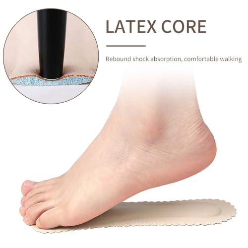 Image of SooGree Adhesive High Heel Insoles Women 3 /4 Cushioning Inserts, Anti-Slip Invisible Slim Inserts Liners Ball of Foot & Arch Support Insoles Sponge Leather Relieve Pain (4 Pairs Beige)
