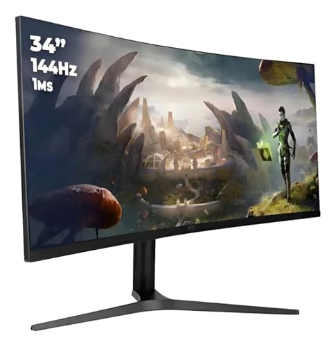 Monitor Gamer Curvo UltraWide 34" 165Hz 1ms Resolução WQHD, 2x Entradas HDMI e DisplayPort com Ajuste Inclinação e Suporte VESA 75x75 mm