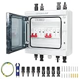 2 String 1000V PV Combiner Box 2 in 2 Out, Dual String 63A DC Circuit Breaker with Solar Disconnect Function, Surge Protection, IP65 Weather-Resistant Enclosure