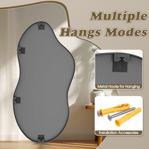 Image of Irregular wall Mirror 25 inchx46 inch Black Asymmetrical Mirror