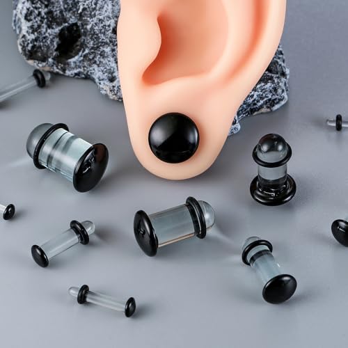 BOKABOO 4pcs 12mm Glass Ear Plugs Dead Stretching Kit, 0.5mm Increments Ear Gauges for Stretched Ears, Hypoallergenic, Comfy Pain-Free Domed Ear Stretching Kit with O Rings by BOKABOO - Image 4