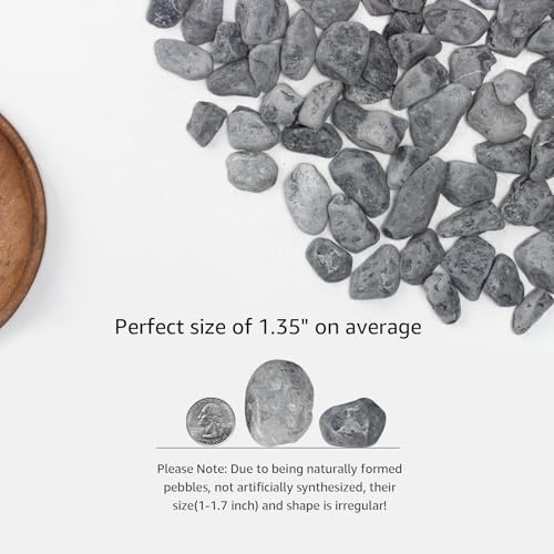 Image of LOIOOJ Black Natural River Rocks, 1-1.7 Inch Decorative Stones for Plants, Garden, and Landscaping - 10LB, Ideal for Walkways, Vases, Crafting, Home Decor, and Outdoor Landscaping