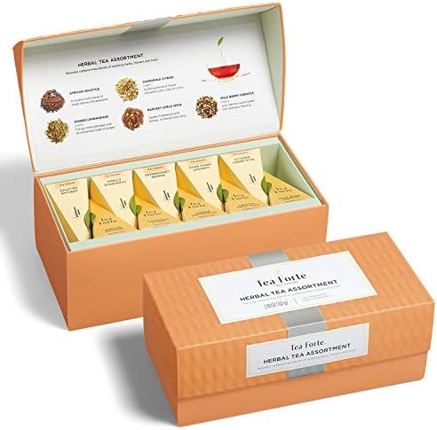 Details su Tea Forte ' Herbal Tea Assortment Box 20 Filter Bags Pyramid Infusion 5 Assorted Flavours