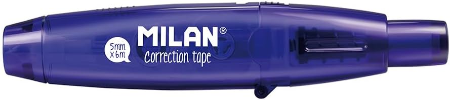 MILAN Box of 12 Correction Tapes with Push Button 5 mm x 6 m Acid