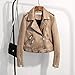 Produktbild Damen Lederjacke,Modetrend Klassiker Herbst Frühling Wildleder Slim White Punk Outwear Damen Leder Biker Moto Jacke, Bequemes Weiches Pu-Faxleder, Retro Damenmantel Outwear Für Den Täglichen Gebr