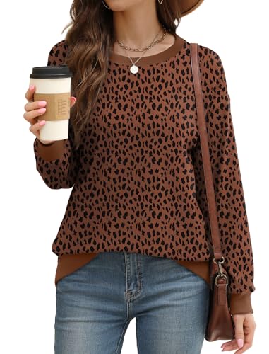 Image of Saloogoe Sweatshirts for Women Crewneck Long Sleeve Loose Fit Tops Color Block Ribbed Trim Fashion 2025