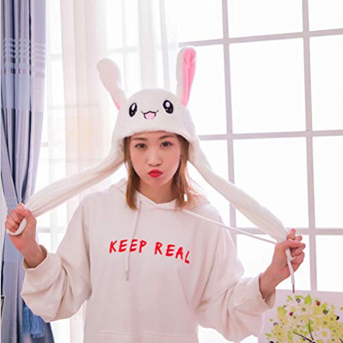 Chapéu móvel Amosfun Orelhas de coelho moderno com orelhas de animal para crianças (rosa, sem luz),