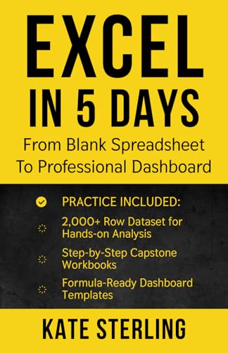 Image of EXCEL IN 5 DAYS: FROM BLANK SPREADSHEET TO PROFESSIONAL DASHBOARD (Learn Excel for Beginners)