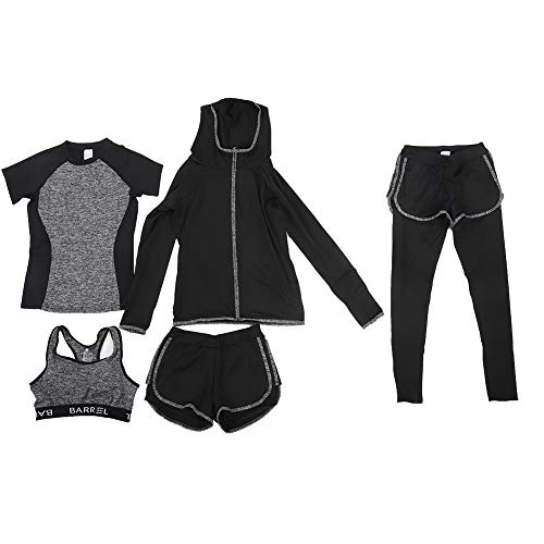Wosune Conjunto de ioga, conjunto de agasalho esportivo fitness de cinco peças para ioga para terno