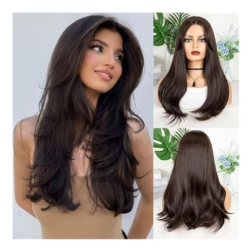 Perruque Lace Front wig frange huit caractères cheveux longs bouclés fibre chimique