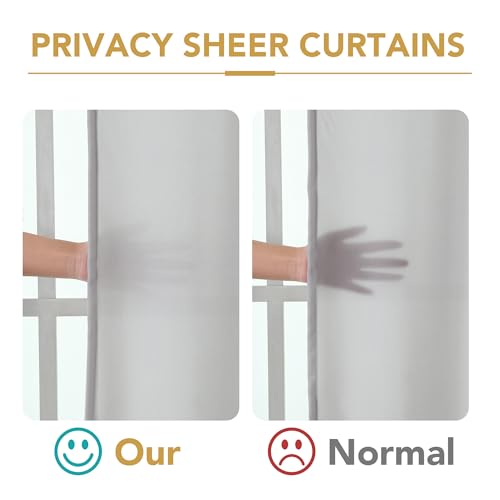 H.VERSAILTEX Sheer Curtains 95 inches Long Non-See-Through Farmhouse Curtains for Living Room Light Filtering Semi Sheer Panels for Bedroom Privacy Window Drapes 2 Panels Rod Pocket, Grey by H.VERSAILTEX - Image 3