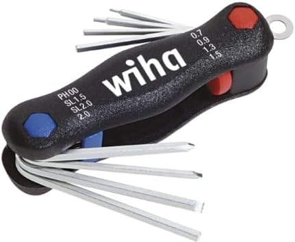 Wiha Multitool Mini PocketStar® Hexagonal 8 Pieces in Blister Pack (27936), at the touch of a button, quick access, can be used as a longitudinal and cross handle, safely stowed away, all-in-one tool