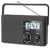 DreamSky AM FM Radio Portable – Shortwave Radio Battery Powered or Plug in Wall for Home Outdoor, Strong Reception, Large Dial Easy to Use, Digital Time Display, Transistor Antenna, Seniors Small Gfit