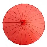 THY COLLECTIBLES 22' Kid's Size Japanese Chinese Umbrella Parasol for Wedding Parties, Photography, Costumes, Cosplay, Decoration and Other Events - Solid Color (Red)