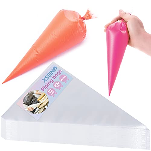 12 Inch - 200 PCS Disposable Piping Bags, Heavy Duty Anti Burst Pastry Bags