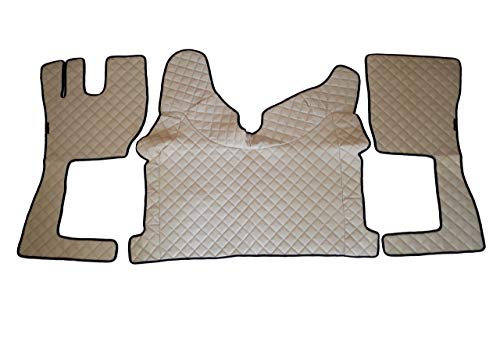 24/7Auto ECO Cuir 3 pièces Beige Tapis de Sol pour FH Euro 6 2014 + camions Automatique Boîte de Vitesse Conduite à Gauche camions Uniquement
