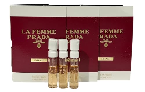 Prada LA FEMME INTENSE Women Sample Perfume EDP 1.5 ml / 0.05 oz (NOTE Vials are samples not filled to capacity by manufacturer beaware) - set of 3