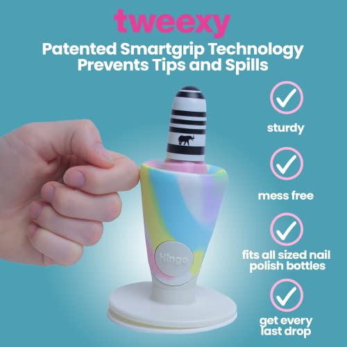 Tweexy Hinge Untippable Nail Polish Bottle Holder | Anti-Spill Nail Polish Holder Stand, Tilted, Smartgrip Airlock Suction | Fingernail Painting, Nail Art Tools | Nail Polish Accessories (Unicorn) #TOP2