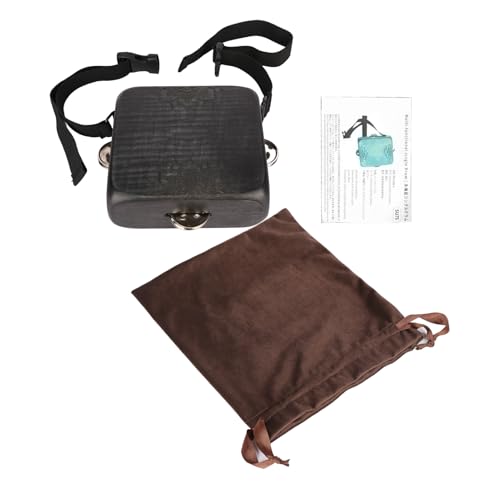 Bnineteenteam Tambor de Cajón Portátil, Madera de Arce con Rayas de Tigre con Jingles, Percusión Manual Compacta de Abedul para Actuaciones Callejeras y Práctica Musical (BLACK)