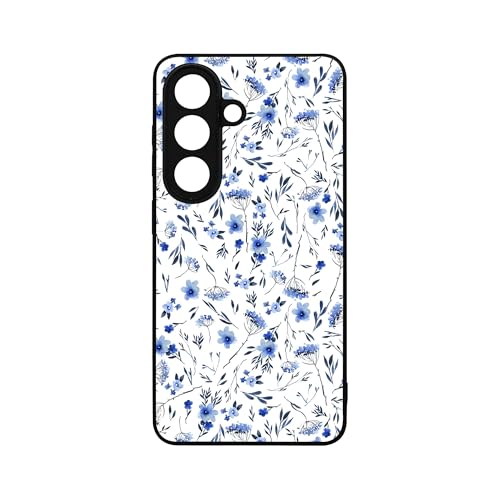qizjio Cute Floral Phone Case for Samsung Galaxy S26, Aesthetic Blue Flower Cover for Teen Girls Women Kids